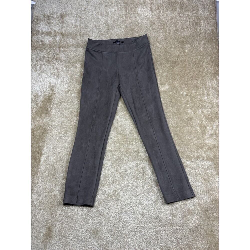 Andrew Marc Faux Suede Pants Medium Taupe Stretch Pull-On Minimalist Chic A521